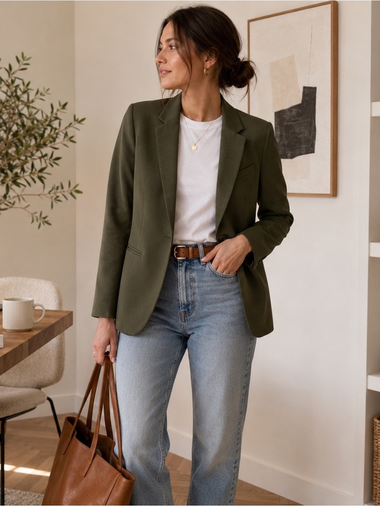 Everlane Jackets & Blazers - Everlane Italian GoWeave One Button Blazer Olive Green Size 0 Career Jacket